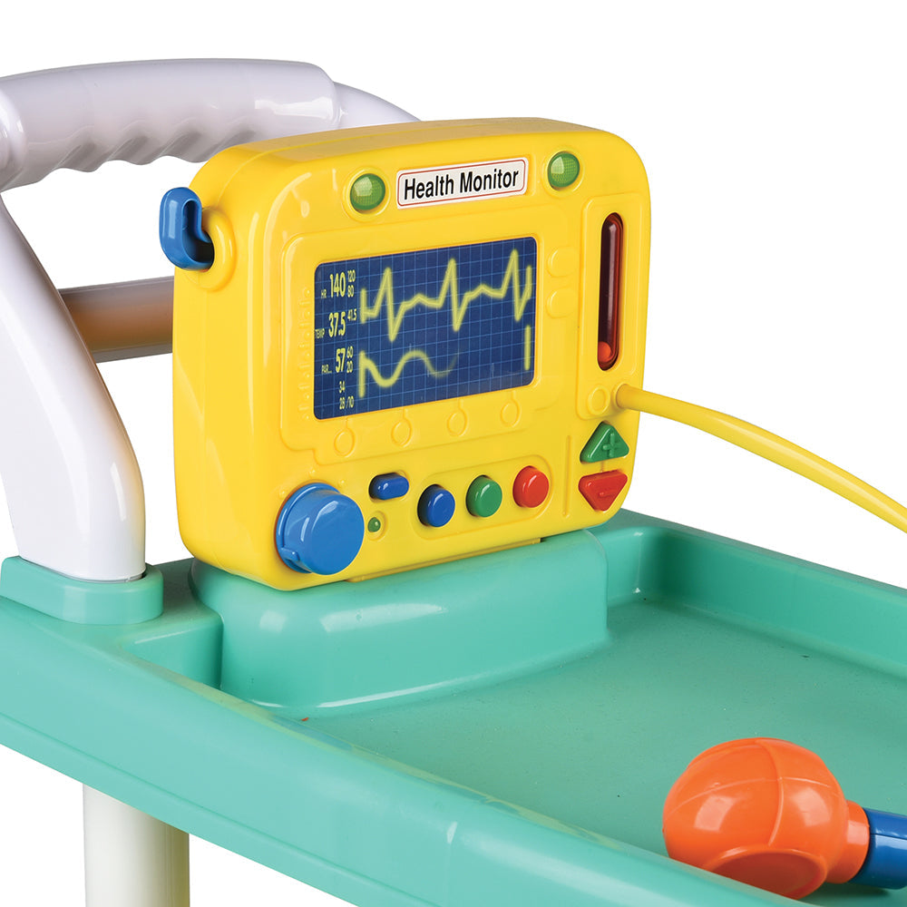 Rolling Medical Cart Play Set with Lab Coat & 12 Accessories